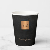 Mit Monogramm Name des Skriptes goldschwarz Pappbecher (Rückseite)