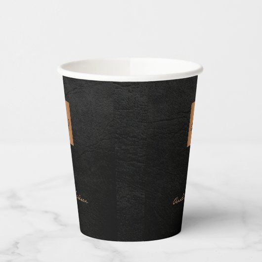 Mit Monogramm Name des Skriptes goldschwarz Pappbecher (Links)