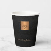 Mit Monogramm Name des Skriptes goldschwarz Pappbecher (Vorderseite)