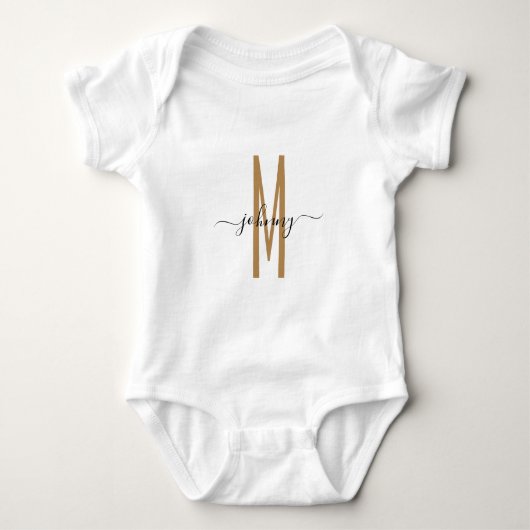 Mit Monogramm Name des Skriptstils Baby Strampler (Vorderseite)