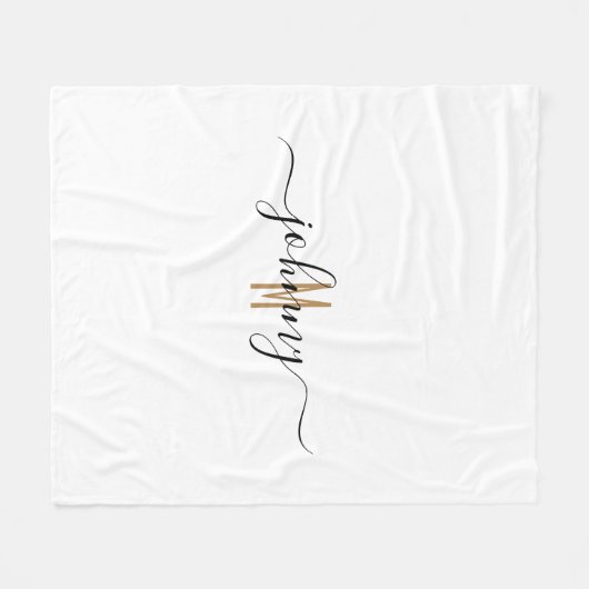 Mit Monogramm Name des Skriptstils  Fleecedecke (Vorderseite (Horizontal))