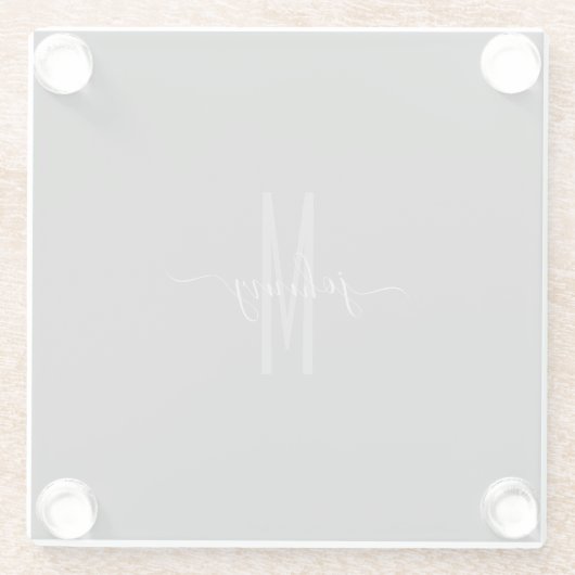 Mit Monogramm Name des Skriptstils  Glasuntersetzer (Rückseite)