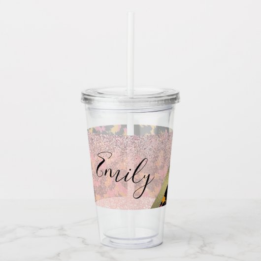 Mit Monogramm Name des Tierdrucks Acryltrinkbecher (Vorderseite)
