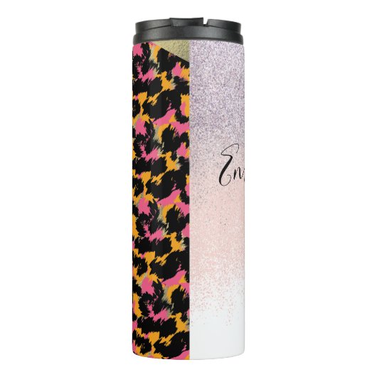 Mit Monogramm Name des Tierdrucks Thermosbecher (Rückseite)