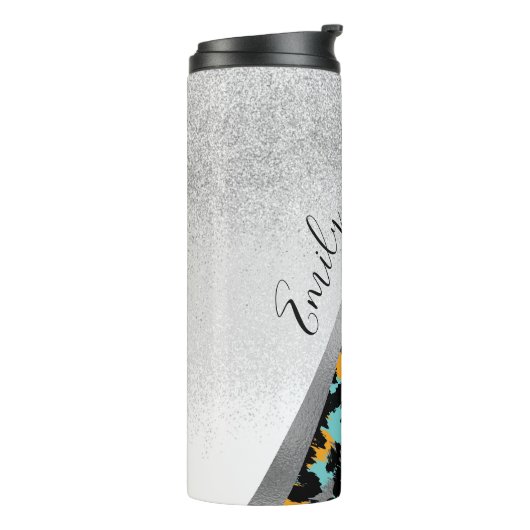 Mit Monogramm Name des Tierdrucks Thermosbecher (Nach links gedreht)