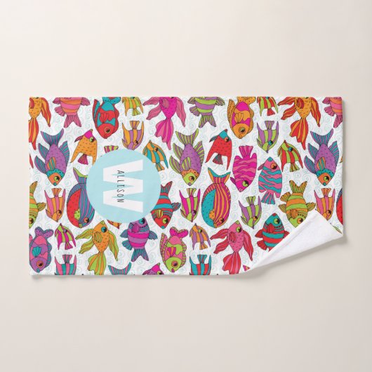 Mit Monogramm Name des tropischen Fisches Badhandtuch Set (Handtuch)