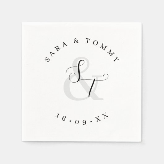 Mit Monogramm Name Elegante Hochzeit Serviette (Vorderseite)