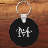 Mit Monogramm Name Eleganter moderner Vorlagenkrei Schlüsselanhänger (Rückseite)