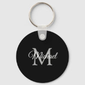 Mit Monogramm Name Eleganter moderner Vorlagenkrei Schlüsselanhänger (Rückseite)