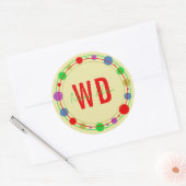 Mit Monogramm Name Farbkreise Rot Grün Runder Aufkleber (Umschlag)