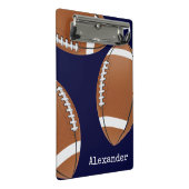 Mit Monogramm Name Football Navy Blue Clipboard Mini Klemmbrett (Schrägansicht)