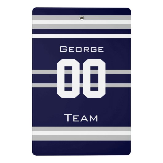 Mit Monogramm Name Football Navy Blue Clipboard Mini Klemmbrett (Rückseite)