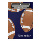 Mit Monogramm Name Football Navy Blue Clipboard Mini Klemmbrett (Vorderseite)