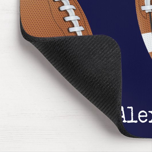 Mit Monogramm Name Football Navy Blue Mousepad (Ecke)
