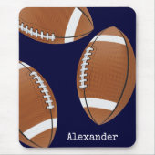 Mit Monogramm Name Football Navy Blue Mousepad (Vorne)
