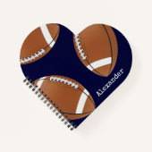 Mit Monogramm Name Football Navy Blue Notebook Notizblock (Vorderseite)