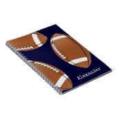 Mit Monogramm Name Football Navy Blue Notizblock (Rechte Seite)