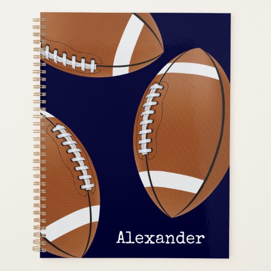 Mit Monogramm Name Football Navy Blue Planer (Vorderseite)