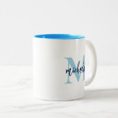 Mit Monogramm Name für die erste Elegant-Handschri Zweifarbige Tasse (VorderseiteRechts)