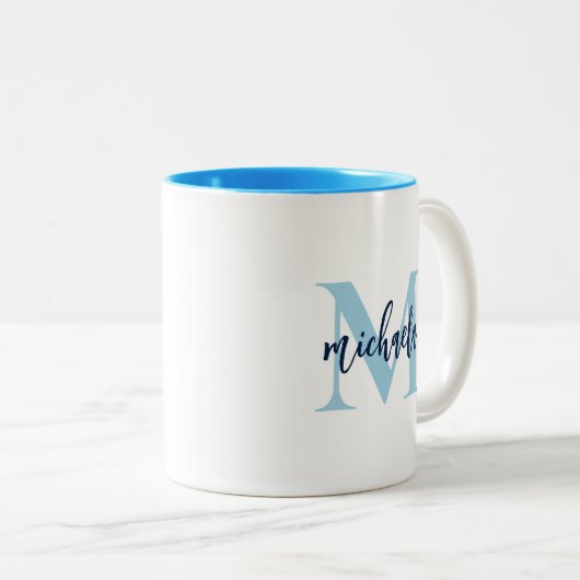 Mit Monogramm Name für die erste Elegant-Handschri Zweifarbige Tasse (VorderseiteRechts)