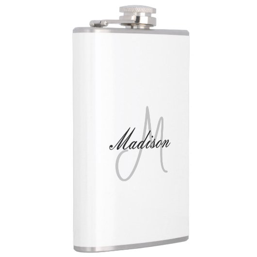 Mit Monogramm Name für moderne Handschrift Flachmann (Rechts)