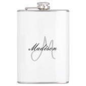 Mit Monogramm Name für moderne Handschrift Flachmann (Vorderseite)