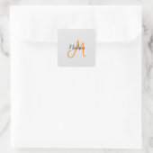 Mit Monogramm Name für moderne Handschrift Quadratischer Aufkleber (Tasche)