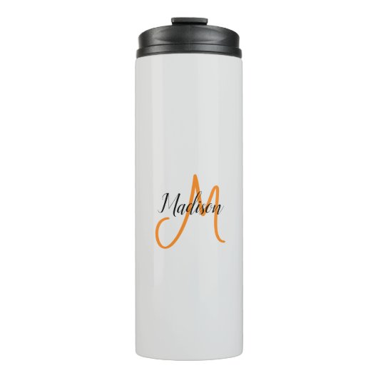 Mit Monogramm Name für moderne Handschrift Thermosbecher (Vorderseite)