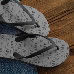 Mit Monogramm Name für Multiprint grau Badesandalen
