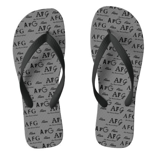 Mit Monogramm Name für Multiprint grau Badesandalen (Fußbett)