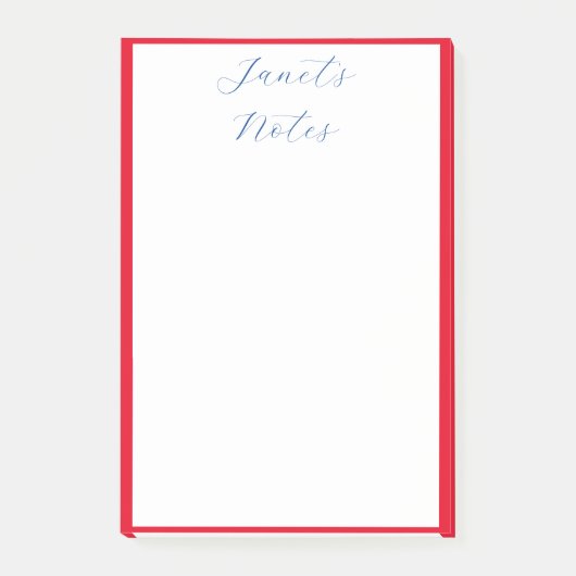 Mit Monogramm Name für rote Kanten Post-it Klebezettel (Vorderseite)