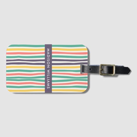 mit Monogramm, Name Gepäckanhänger (Vorderseite (Horizontal))