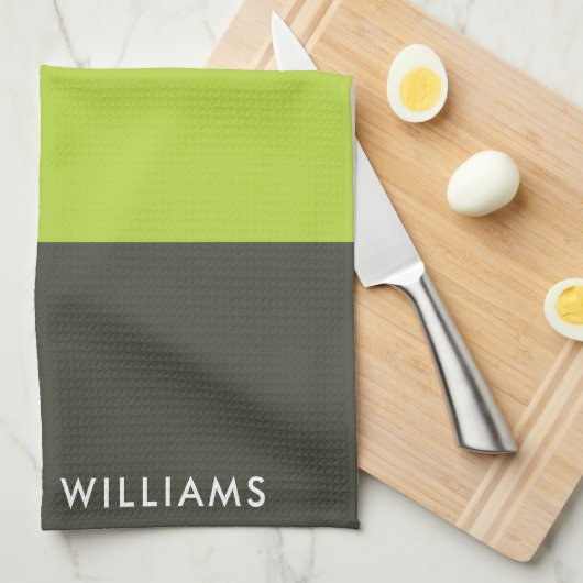 mit Monogramm, Name Geschirrtuch (Viertel Falte)