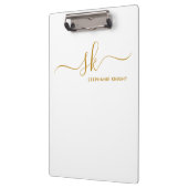 Mit Monogramm Name Gold Script Beruflich Klemmbrett (Links)