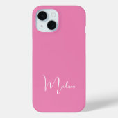 Mit Monogramm Name Hot Pink Weiß Minimal Minimalis Case-Mate iPhone Hülle (Rückseite)