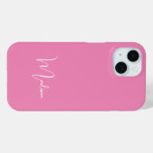 Mit Monogramm Name Hot Pink Weiß Minimal Minimalis Case-Mate iPhone Hülle (Rückseite (Horizontal))