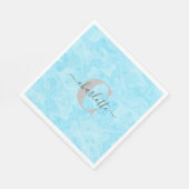 Mit Monogramm Name in Pastel Blue Marble Serviette (Ecke)