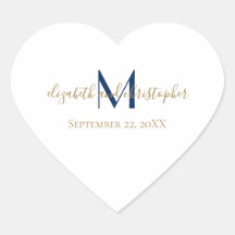 Mit Monogramm Name Initials Blue Gold Wedding