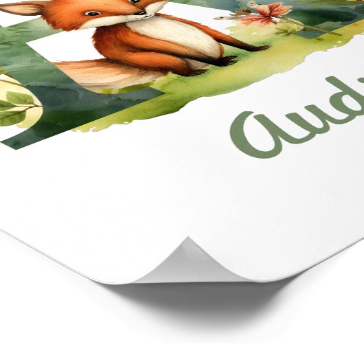 Mit Monogramm Name Kinderzimmer Poster Woodland Le (Ecke)