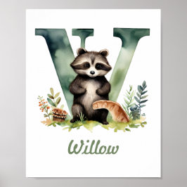Mit Monogramm Name Kinderzimmer Poster Woodland Le