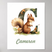 Mit Monogramm Name Kinderzimmer Poster Woodland Le (Vorne)