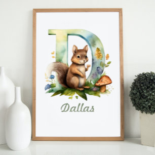 Mit Monogramm Name Kinderzimmer Poster Woodland Le