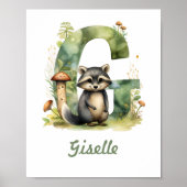 Mit Monogramm Name Kinderzimmer Poster Woodland Le (Vorne)