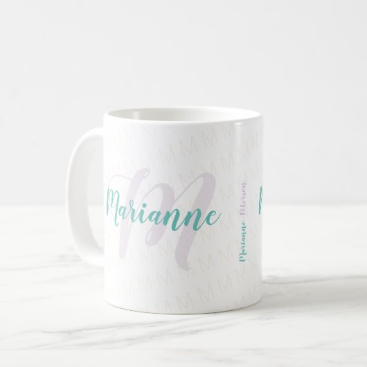 mit Monogramm Name/Monogramm eines handgeschrieben Kaffeetasse (Vorderseite Links)