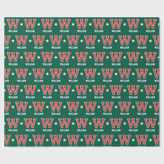Mit Monogramm Name - Red Green Custom Geschenkpapier (Flach)