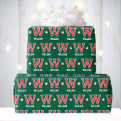 Mit Monogramm Name - Red Green Custom Geschenkpapier