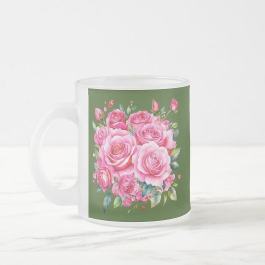 Mit Monogramm Name Rosa Roses | Mattglastasse (Links)