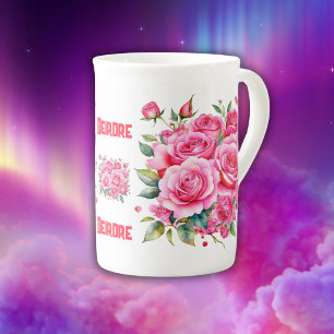 Mit Monogramm Name Rosa Roses   Porzellantasse