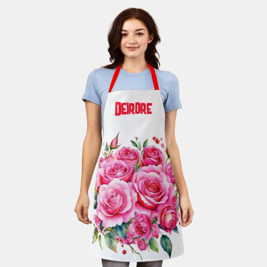 Mit Monogramm Name Rosa Roses | Schürze (Getragen)