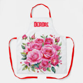 Mit Monogramm Name Rosa Roses | Schürze (Vorderseite)